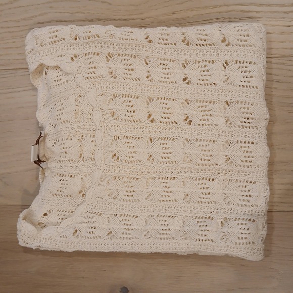 Coldwater Creek Linen Top Women Extra Large Cream Open Knit Short Sleeve Blouse - Picture 10 of 11